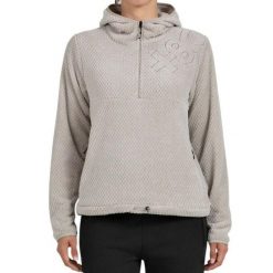 Bluza damska 8406 z półzameczkiem Diamond Fleece beżowa. Brązowe bluzy damskie m, bez wzorów, z materiału, z kapturem. Za 261.75 zł.