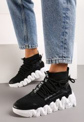 Czarne Sneakersy Andrassa. Czarne obuwie sportowe damskie Born2be, za kostkę, bez zapięcia. Za 99.99 zł.
