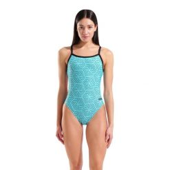 Strój kąpielowy damski Arena Allover Swimsuit Challenge Back. Niebieskie stroje jednoczęściowe Arena, bez wzorów. Za 219.99 zł.