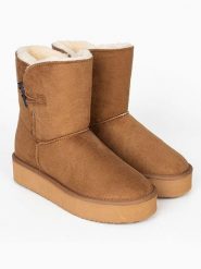 Blackfield Botki zimowe "Anais" w kolorze jasnobrązowym rozmiar: 36. Brązowe botki damskie Blackfield, na zimę, z materiału, z okrągłym noskiem, bez obcasa, na platformie, bez zapięcia. Za 173.99 zł.