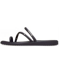 Sandały Crocs Z Pętelką Na Palec I Ćwiekami Damskie. Czarne sandały damskie Crocs, bez wzorów, z materiału, bez obcasa, bez zapięcia. Za 291.99 zł.