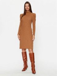 JDY Sukienka dzianinowa 15297404 Brązowy Regular Fit. Brązowe sukienki damskie JDY, bez wzorów, z dzianiny, bez ramiączek. Za 189.99 zł.