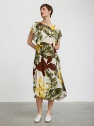 BGN Sukienka w kolorze zielono-kremowym rozmiar: 40. Zielone sukienki damskie BGN, bez wzorów, z wiskozy, bez ramiączek. Za 144.58 zł.