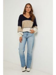 L'armoire de Suzette Sweter w kolorze beżowo-czarnym rozmiar: 38/40. Brązowe swetry klasyczne damskie L'armoire de Suzette, l, bez kołnierzyka. Za 117.99 zł.