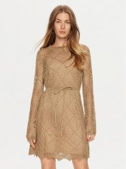 TWINSET Sukienka dzianinowa 241TP3120 Brązowy Regular Fit. Brązowe sukienki damskie Twinset, bez wzorów, z dzianiny, bez ramiączek. Za 1,119.00 zł.
