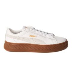 Puma Smash Platform L biały niskoprofilowe trampki. Białe trampki damskie Puma, bez wzorów, z materiału, bez zapięcia. Za 288.99 zł.