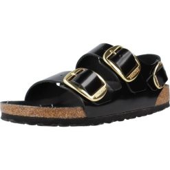 Damskie sandały maksymalny chwyt i stabilność MILANO Big Buckle. Czarne sandały damskie Birkenstock, bez wzorów, ze skóry, bez obcasa, bez zapięcia. Za 770.00 zł.