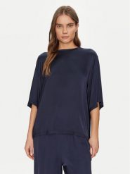 ViCOLO Bluzka TD0013 Granatowy Relaxed Fit. Niebieskie bluzki damskie ViCOLO, s, bez wzorów, z wiskozy, bez kołnierzyka, bez ramiączek. W wyprzedaży za 149.99 zł.
