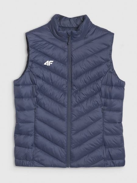 4F Bezrękawnik puchowy z wypełnieniem syntetycznym damski - granatowy M. Niebieskie kamizelki damskie 4F, m, bez wzorów, z dzianiny, bez kaptura. Za 249.99 zł.