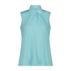 Damska koszulka polo bez rękawów CMP. Niebieskie koszulki damskie CMP, bez wzorów, bez kołnierzyka, bez ramiączek. Za 176.50 zł.