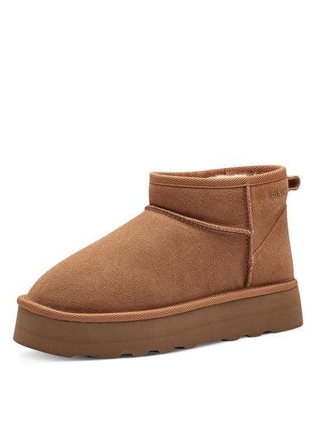 S.Oliver Skórzane botki w kolorze jasnobrązowym rozmiar: 38. Brązowe botki damskie S.Oliver, bez obcasa, na platformie, bez zapięcia. Za 249.17 zł.