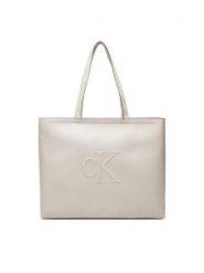 Calvin Klein Jeans Torebka Sculpted Slim Tote34 LV04K3070G Écru. Torebki klasyczne damskie Calvin Klein Jeans, z jeansu, bez dodatków. Za 319.99 zł.