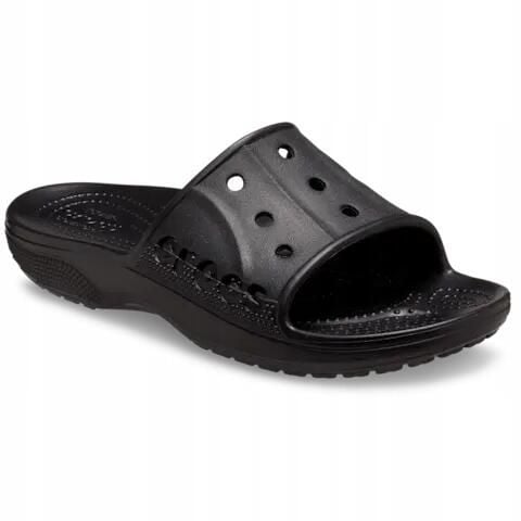 Klapki Dla Dorosłych Crocs Baya II Slide. Czarne klapki damskie Crocs, bez wzorów, z materiału, bez obcasa, bez zapięcia. Za 99.99 zł.