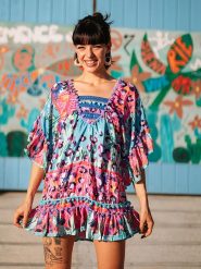 Isla Bonita by SIGRIS Sukienka ze wzorem rozmiar: XL. Sukienki damskie Isla Bonita by SIGRIS, z aplikacjami, z bawełny, bez ramiączek. Za 106.38 zł.