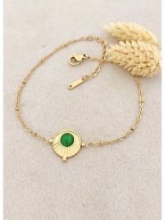 Nakkash Pozłacana bransoletka z elementami ozdobnymi rozmiar: onesize. Zielone bransoletki damskie Nakkash, pozłacane. Za 39.99 zł.
