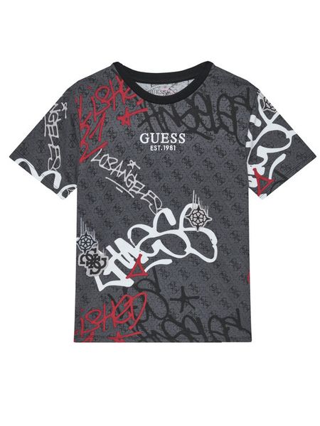 Guess T-Shirt L5BI07 I3Z14 Szary Regular Fit. Szare t-shirty i koszulki chłopięce Guess, z aplikacjami, z bawełny, bez kołnierzyka, bez ramiączek. Za 89.99 zł.