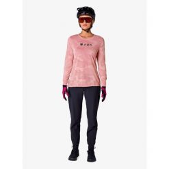 Bluza rowerowa damska Fox Ranger Tru Dri LS Jersey. Czerwone bluzy damskie FOX, bez wzorów, z jersey, bez kaptura. Za 313.49 zł.
