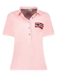 Geographical Norway Koszulka polo w kolorze jasnoróżowym rozmiar: XL. Różowe bluzki damskie Geographical Norway, xl, bez wzorów, z bawełny, bez kołnierzyka, bez ramiączek. Za 83.42 zł.