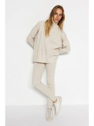 Trendyol 2-częściowy zestaw w kolorze kremowym rozmiar: L. Brązowe golfy damskie Trendyol, l, bez wzorów, bez ramiączek. Za 113.63 zł.