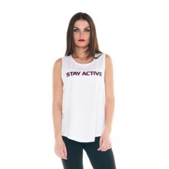 Odzież sportowa z bawełna na co dzień na siłownię. Biała koszulki sportowe damskie LEONE 1947 APPAREL, bez wzorów, z bawełny, bez ramiączek, na fitness i siłownię. W wyprzedaży za 56.94 zł.