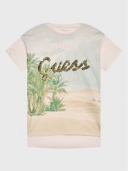 Guess T-Shirt J3GI16 K6XN3 Beżowy Oversize. Brązowe koszulki i t-shirty dziewczęce Guess, z aplikacjami, z bawełny, bez kołnierzyka, bez ramiączek. Za 79.99 zł.