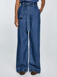 Jeansy damskie wide z paskiem granatowe Julii 398. Niebieskie jeansy damskie Big Star, bez wzorów, z denimu. Za 299.99 zł.