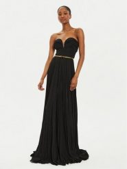 Elisabetta Franchi Sukienka wieczorowa AB-628-47E2 Czarny Regular Fit. Czarne sukienki damskie Elisabetta Franchi, bez wzorów, z wiskozy, wizytowe, bez ramiączek. Za 3,019.00 zł.