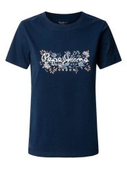 Pepe Jeans Koszulka "Rosalind" w kolorze granatowym rozmiar: L. Niebieskie bluzki damskie Pepe Jeans, l, bez wzorów, z bawełny, bez kołnierzyka, bez ramiączek. Za 105.14 zł.