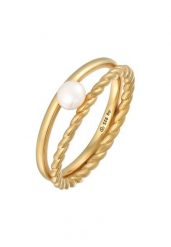 Elli PREMIUM Damski trend twisted z perłą hodowlaną słodkowodną w pozłacanym srebrze próby 925 Sterling Silver Pierścionki 1 ct. Szare pierścionki damskie Elli PREMIUM, z perłą, pozłacane. Za 418.99 zł.