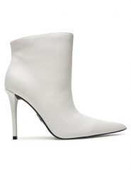 Steve Madden Botki Sentinel SM11003451 Biały. Białe botki damskie Steve Madden, ze skóry, bez obcasa, na szpilce, bez zapięcia. Za 779.99 zł.