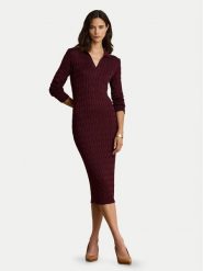 LAUREN RALPH LAUREN Sukienka dzianinowa 200B34422003 Bordowy Slim Fit. Czerwone sukienki damskie Lauren Ralph Lauren, bez wzorów, z bawełny, bez ramiączek. Za 1,299.00 zł.