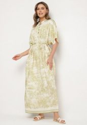 Zielona Sukienka Typu Oversize z Wiskozą w Abstrakcyjny Wzór Lunalessa. Zielone sukienki damskie Born2be, bez wzorów, z wiskozy, eleganckie, bez ramiączek. W wyprzedaży za 72.24 zł.