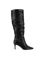 Nine West Kozaki WFA2872-1 Czarny. Czarne kozaki damskie Nine West, z materiału, bez obcasa, na szpilce, bez zapięcia. Za 349.99 zł.