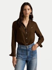Polo Ralph Lauren Koszula 211970730508 Brązowy Regular Fit. Brązowe koszule damskie Polo Ralph Lauren, xs, bez wzorów, ze lnu, bez kołnierzyka, bez ramiączek. Za 819.99 zł.