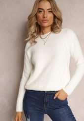 Biały Sweter Wełniany Elisabema. Białe swetry klasyczne damskie Renee, l, z tkaniny, bez kołnierzyka. Za 59.99 zł.