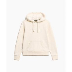 Damska bluza z kapturem z metalicznym logo Superdry Luxe. Brązowe koszulki sportowe damskie Superdry, bez wzorów, ze skóry, bez ramiączek. W wyprzedaży za 312.45 zł.