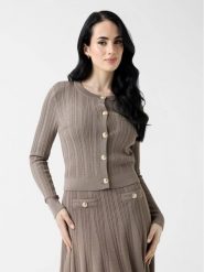 Guess Kardigan W6YR26 Z0973 Beżowy Regular Fit. Brązowe kardigany damskie Guess, xl, z aplikacjami, z syntetyku. Za 426.99 zł.