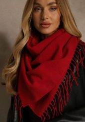 Czerwony Klasyczny Szalik Zakończony Frędzlami Vetiele. Czerwone szaliki damskie Renee, bez wzorów, z jeansu. Za 34.99 zł.