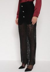 Czarna Dzianinowa Spódnica z Wiskozą Zdobiona Koronką i Guzikami Sewora. Czarne spódnice damskie Born2be, na co dzień, m, z aplikacjami, z dzianiny, klasyczne, maxi. Za 129.99 zł.