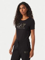 EA7 Emporio Armani T-Shirt 7W001443 AF10373 MC004 Czarny Slim Fit. Czarne t-shirty damskie EA7 Emporio Armani, l, bez wzorów, z bawełny, bez kołnierzyka. Za 232.99 zł.