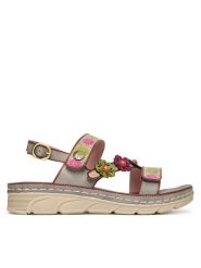 Laura Vita Sandały Dorry 18 Szary. Szare sandały damskie LAURA VITA, bez wzorów, ze skóry, bez obcasa, na płaskiej podeszwie, bez zapięcia. Za 389.99 zł.