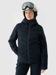 4F Kurtka narciarska membrana 10000 damska - czarna S. Czarne kurtki damskie 4F, na zimę, m, bez wzorów, z dzianiny, z kapturem. W wyprzedaży za 399.99 zł.