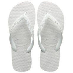 Klapki Havaianas Model 4000029 Kolor Biały. Białe klapki damskie Havaianas, bez wzorów, bez obcasa, bez zapięcia. Za 87.40 zł.