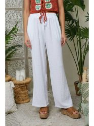 Lin Passion Lniane spodnie w kolorze białym rozmiar: 36/38. Białe spodnie materiałowe damskie Lin Passion, bez wzorów, ze lnu. Za 113.99 zł.