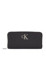 Calvin Klein Jeans Portfel Minimal Monogram Zip Around T K60K611269 Czarny. Czarne portfele damskie Calvin Klein Jeans, bez wzorów, z jeansu. Za 269.99 zł.