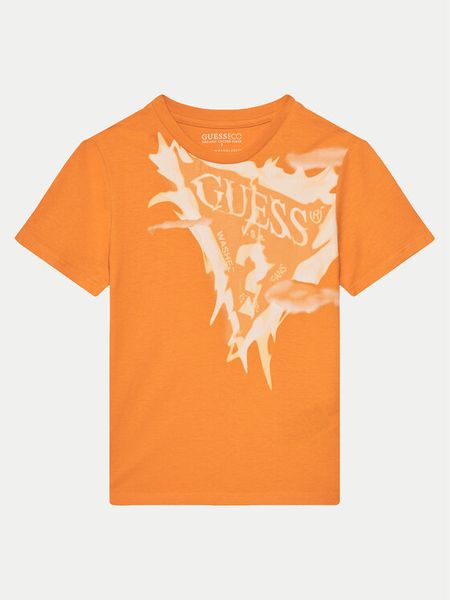 Guess T-Shirt L5GI20 K8HM4 Pomarańczowy Regular Fit. Brązowe t-shirty i koszulki chłopięce Guess, z aplikacjami, z bawełny, bez kołnierzyka, bez ramiączek. Za 49.99 zł.
