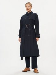 Tommy Hilfiger Trencz WW0WW38947 Granatowy Regular Fit. Niebieskie płaszcze damskie Tommy Hilfiger, bez wzorów, z bawełny, bez kaptura. Za 2,119.00 zł.