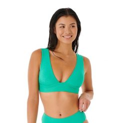 Góra od stroju kąpielowego Rip Curl Premium Surf Deep V 60. Zielone bikini Rip Curl, bez wzorów. Za 98.99 zł.
