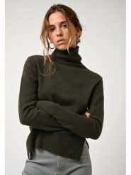 AUTHENTIC CASHMERE Kaszmirowy golf "Fornet" w kolorze khaki rozmiar: XXL. Brązowe golfy damskie AUTHENTIC CASHMERE, xxl, bez wzorów, z kaszmiru, bez ramiączek. Za 303.06 zł.