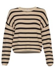 MOSS COPENHAGEN Sweter "Marthea Rachelle" w kolorze beżowym rozmiar: L/XL. Brązowe swetry klasyczne damskie Moss Copenhagen, l, z wiskozy, bez kołnierzyka. Za 137.10 zł.
